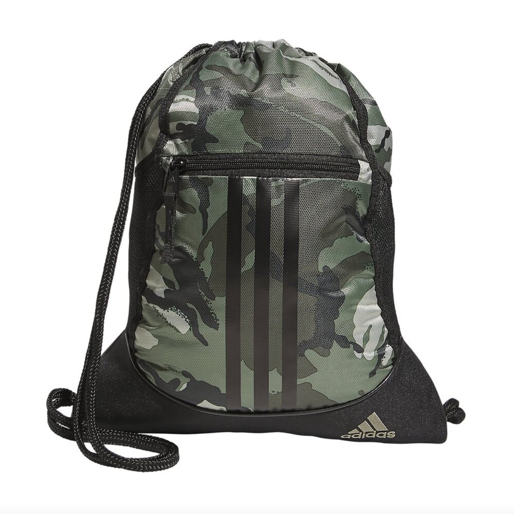 Adidas ALLIANCE II SACKPACK drawsrtring backpack in GREEN BLACK camo NWT unisex